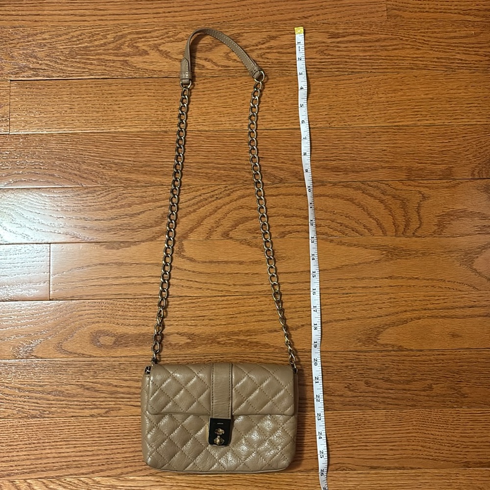 Jaeger Quilted Leather Bag Beige Tan Small Clutch Crossbody Kate Middleton Pippa - Picture 15 of 16